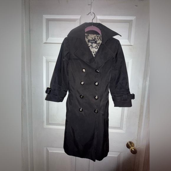 Guess Jackets & Blazers - GUESS Vintage Women's Elegant Black Trench Coat
